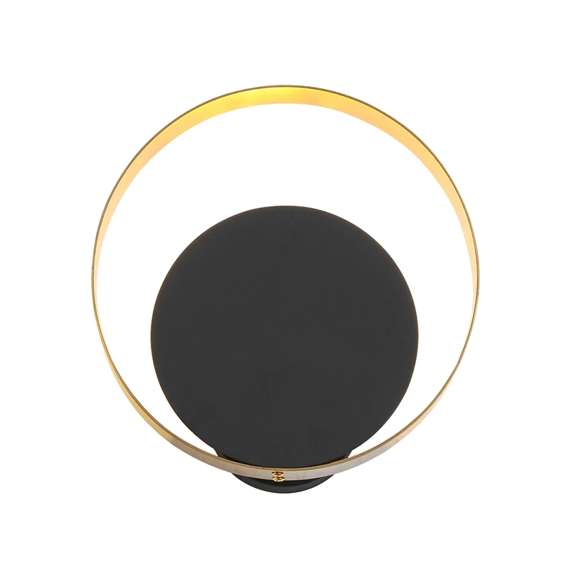 Applique murale circulaire à LED en acrylique minimale pour chambre à coucher en noir avec chaîne de traction Clearhalo