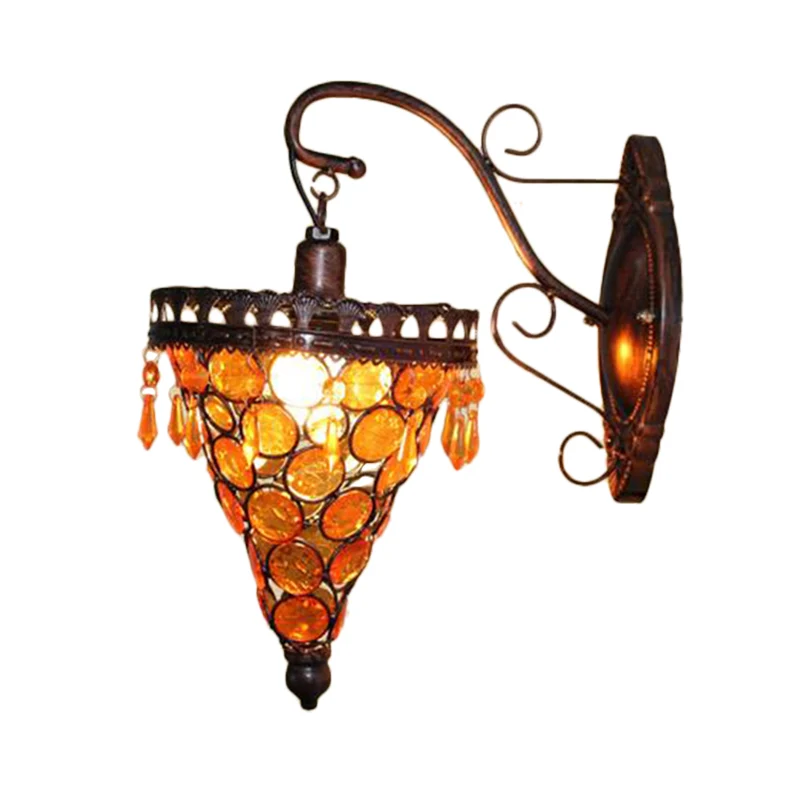 Applique murale conique en métal, Art déco, 1 tête, luminaire mural pour salon, orange/bleu/violet, avec accent en verre C...