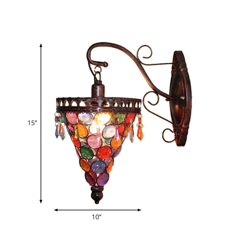 Applique murale conique en métal, Art déco, 1 tête, luminaire mural pour salon, orange/bleu/violet, avec accent en verre C...