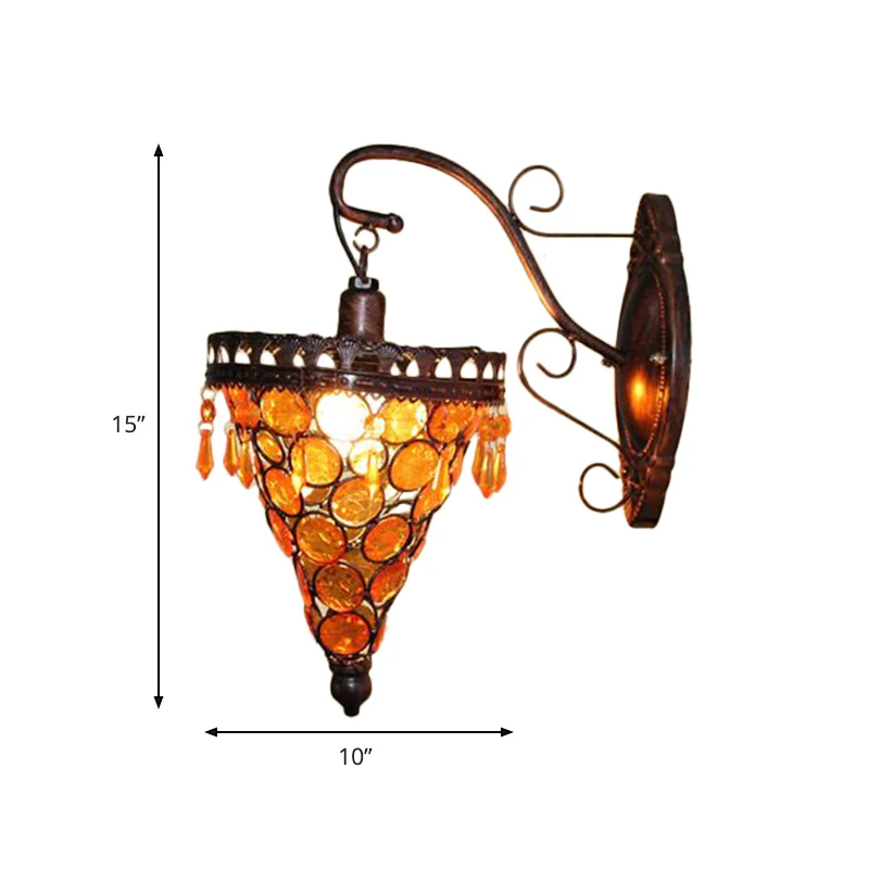 Applique murale conique en métal, Art déco, 1 tête, luminaire mural pour salon, orange/bleu/violet, avec accent en verre C...