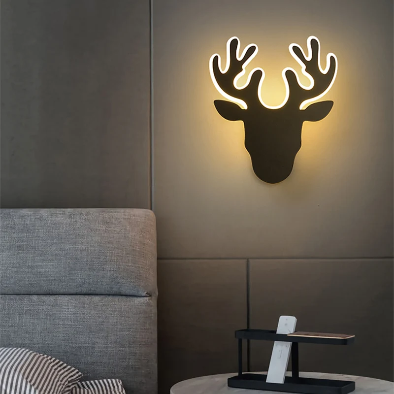 Applique murale contemporaine en bois de cerf noir/blanc, applique murale LED en acrylique, lumière chaude/blanche Clearhalo