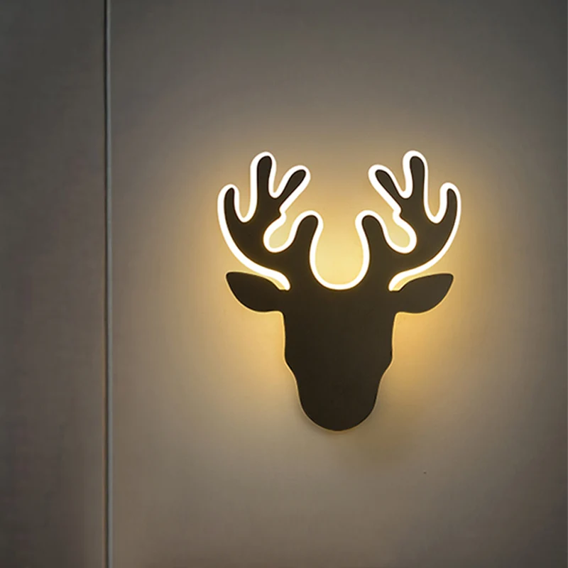 Applique murale contemporaine en bois de cerf noir/blanc, applique murale LED en acrylique, lumière chaude/blanche Clearhalo