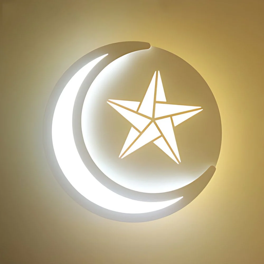 Applique murale contemporaine en forme de lune avec motif de dessin animé, en acrylique, LED, blanche, pour chambre d'enfa...