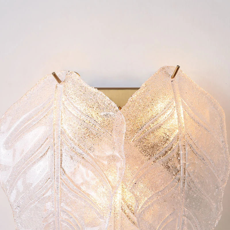 Applique murale de couloir en forme de feuille en verre dépoli, 3 ampoules, luminaire mural de style moderne en blanc Clea...