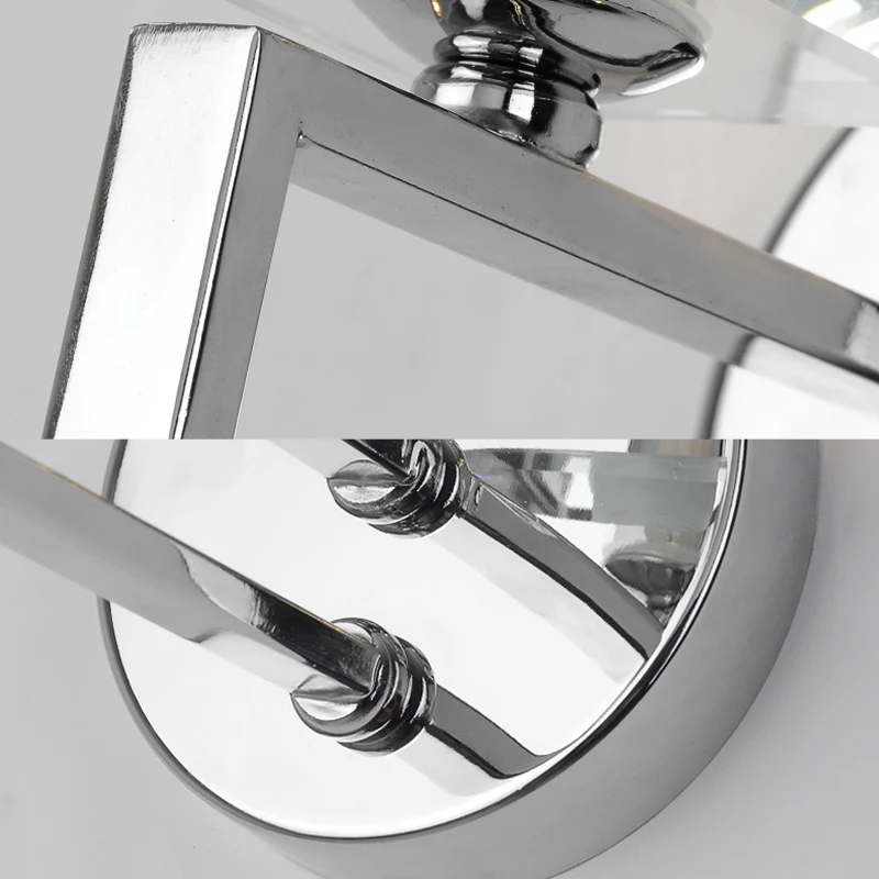 Applique murale cubique contemporaine en métal, 1 lumière, finition chromée, avec bloc de cristal transparent Clearhalo
