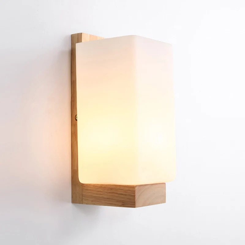 Applique murale cuboïde élégante japonaise, éclairage mural en verre dépoli à une lumière en blanc pour bureau et hôtel Cl...