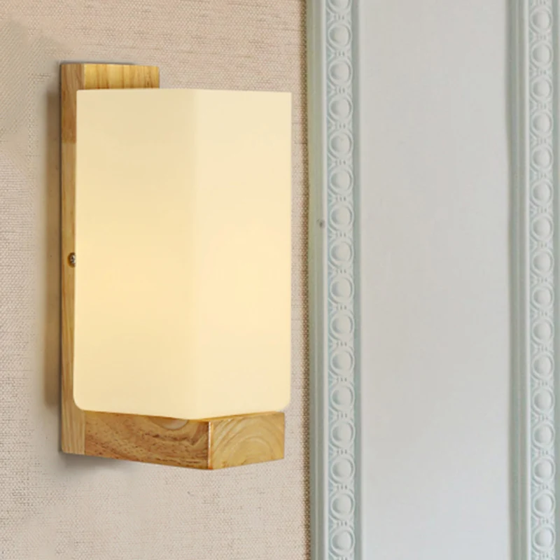 Applique murale cuboïde élégante japonaise, éclairage mural en verre dépoli à une lumière en blanc pour bureau et hôtel Cl...