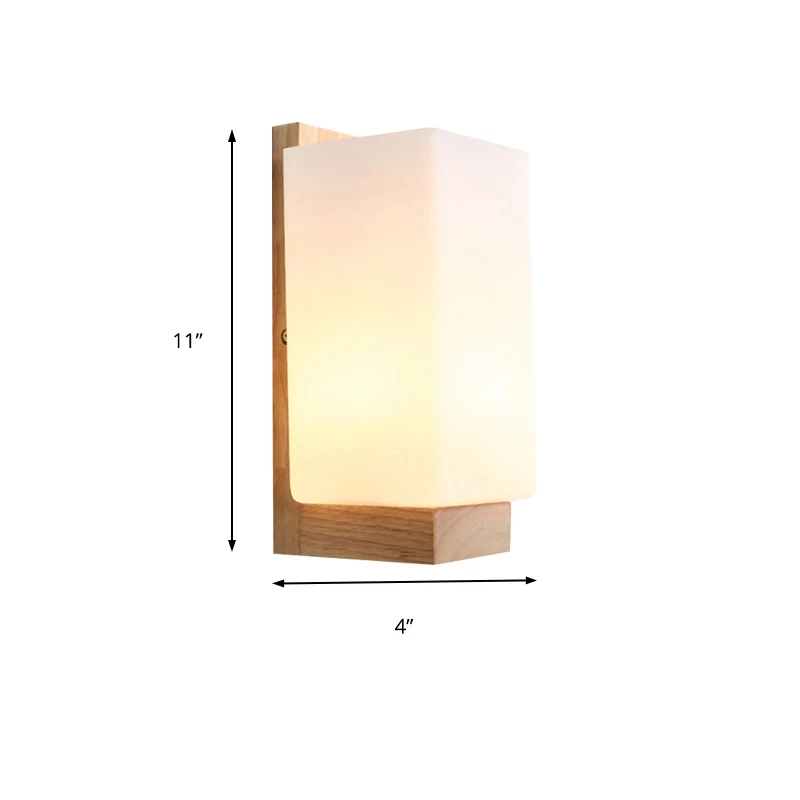 Applique murale cuboïde élégante japonaise, éclairage mural en verre dépoli à une lumière en blanc pour bureau et hôtel Cl...