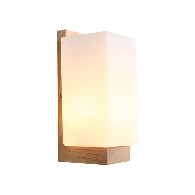 Applique murale cuboïde élégante japonaise, éclairage mural en verre dépoli à une lumière en blanc pour bureau et hôtel Cl...