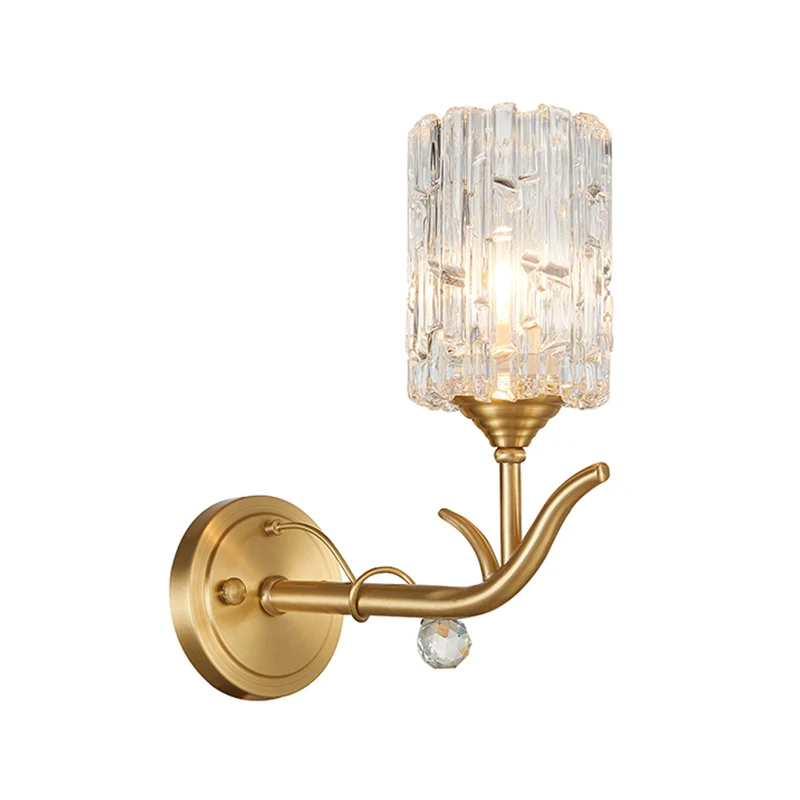 Applique murale cylindrique pour couloir, verre transparent, 1/2 tête, style vintage, finition dorée Clearhalo