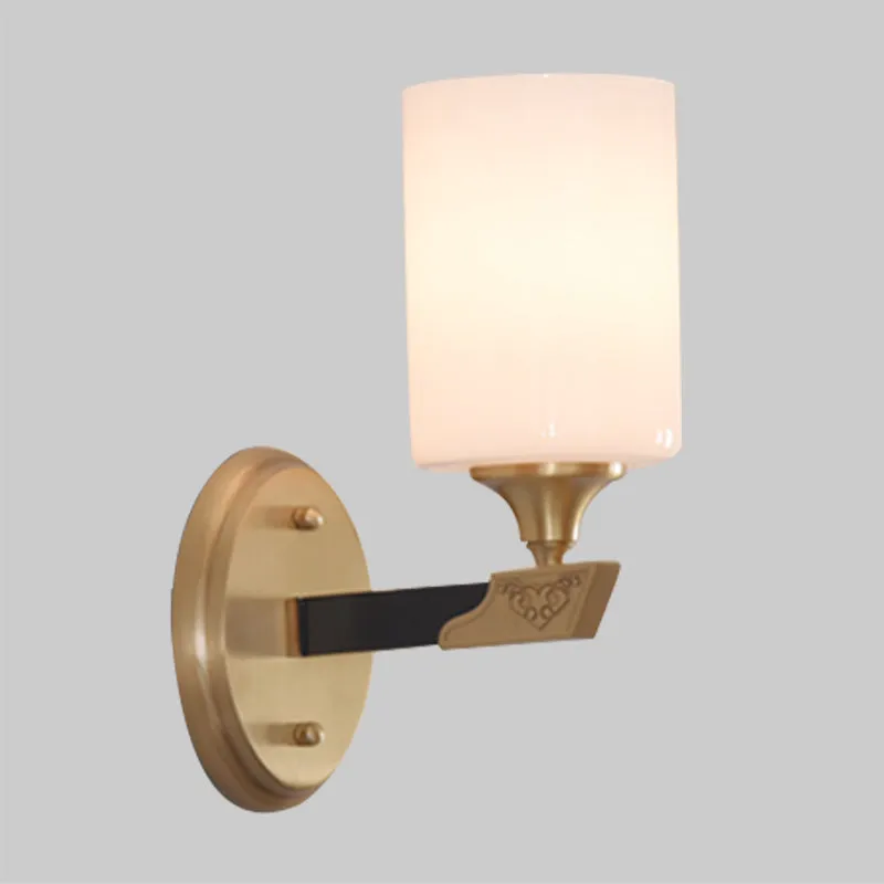 Applique murale cylindrique à 1/2 têtes, luminaire traditionnel en verre noir-or blanc Clearhalo