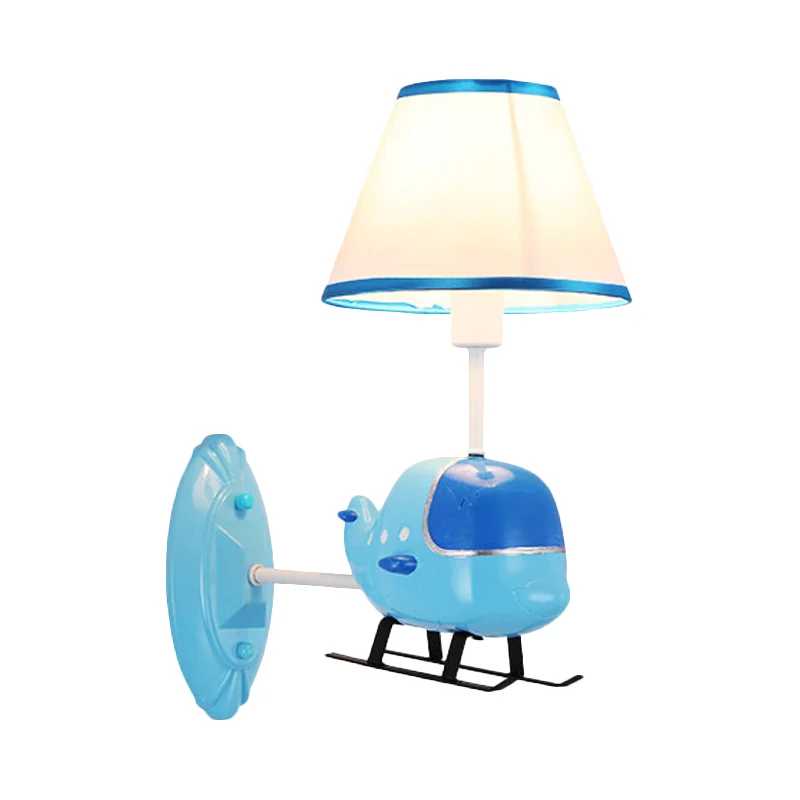 Applique murale d'hélicoptère de Style moderne, applique en résine à une lumière en bleu pour chambre d'enfant Clearhalo