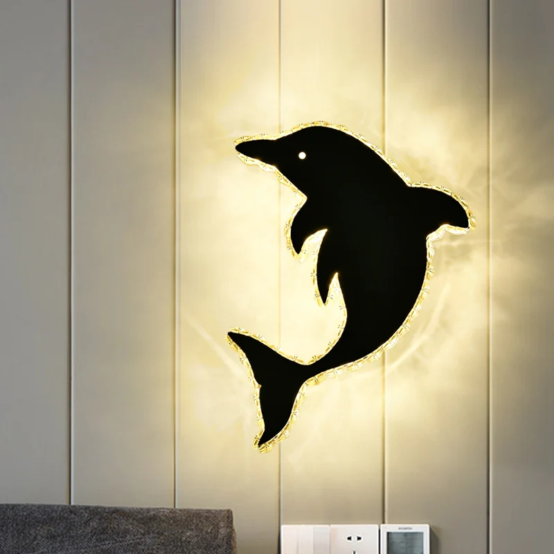 Applique murale encastrée en bloc de cristal Dolphin, idées d'éclairage mural moderniste à LED en acier inoxydable Clearhalo