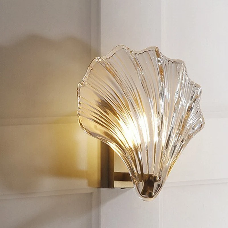 Applique murale festonnée de décoration intérieure, lampe murale moderne en métal avec abat-jour en coquille pour couloir...