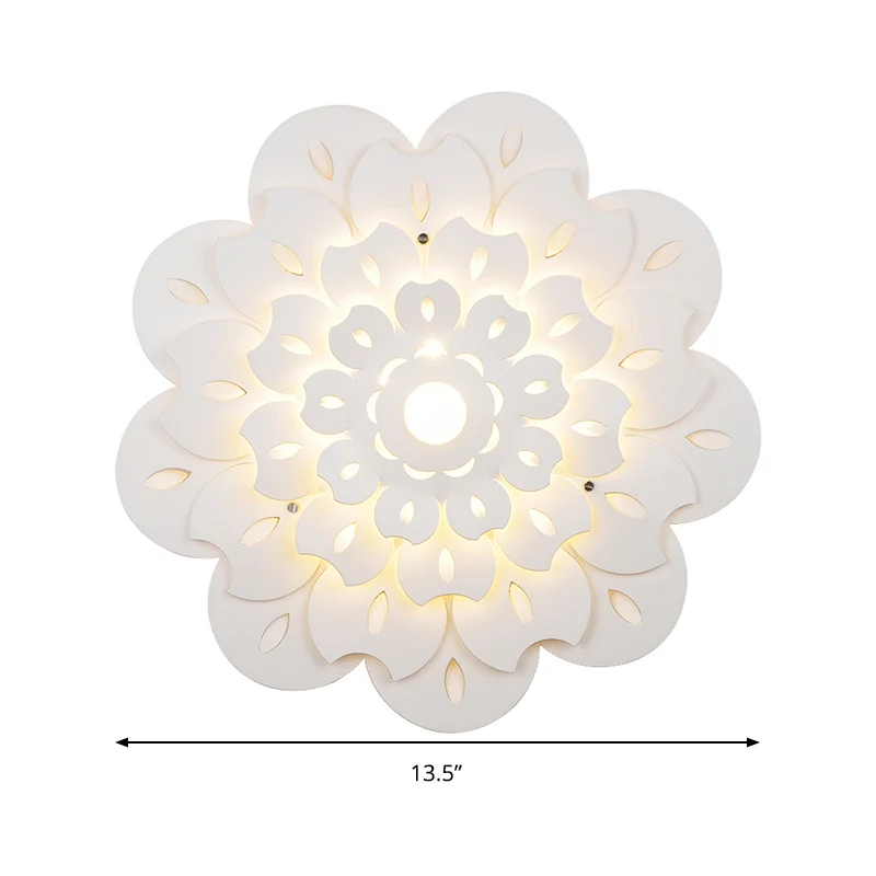 Applique murale florale en acrylique pour chambre d'enfant, jolie lampe murale LED blanche pour le soin des yeux Clearhalo