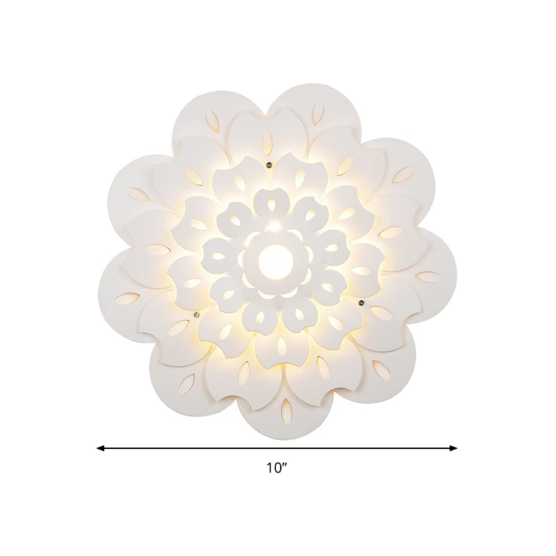 Applique murale florale en acrylique pour chambre d'enfant, jolie lampe murale LED blanche pour le soin des yeux Clearhalo