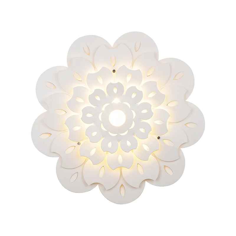 Applique murale florale en acrylique pour chambre d'enfant, jolie lampe murale LED blanche pour le soin des yeux Clearhalo