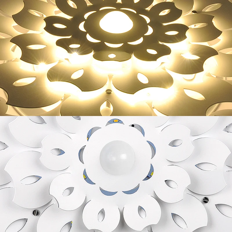 Applique murale florale en acrylique pour chambre d'enfant, jolie lampe murale LED blanche pour le soin des yeux Clearhalo