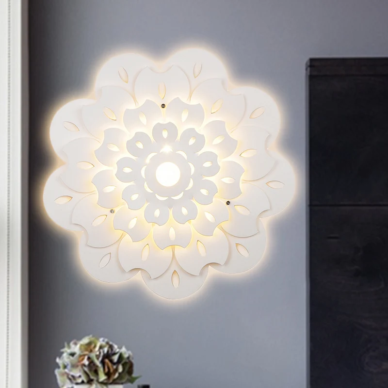 Applique murale florale en acrylique pour chambre d'enfant, jolie lampe murale LED blanche pour le soin des yeux Clearhalo