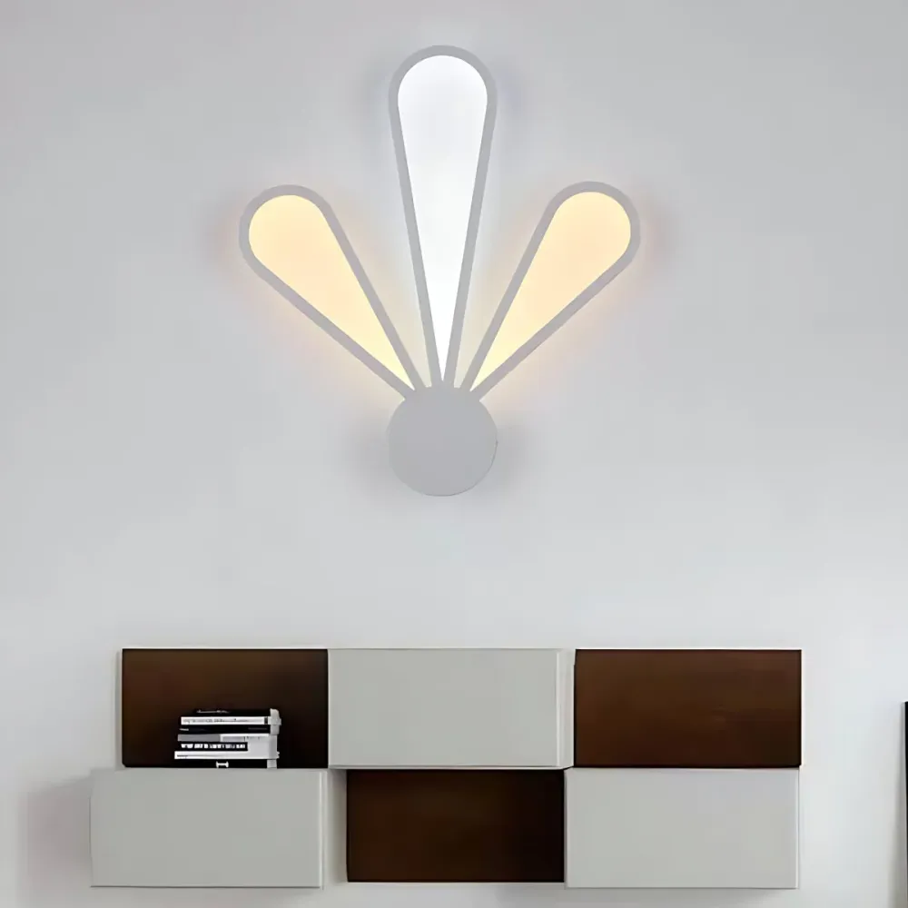 Applique murale florale de Style nordique, applique en métal et acrylique en blanc pour salle d'étude et magasin Clearhalo