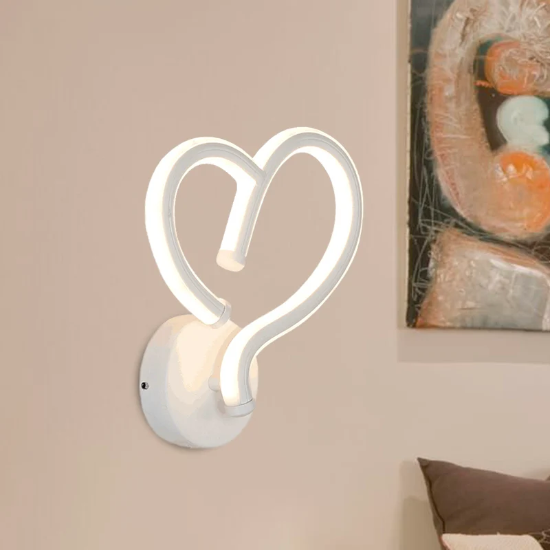 Applique murale en forme de cœur en acrylique, luminaire contemporain LED blanc, lumière chaude/blanche Clearhalo