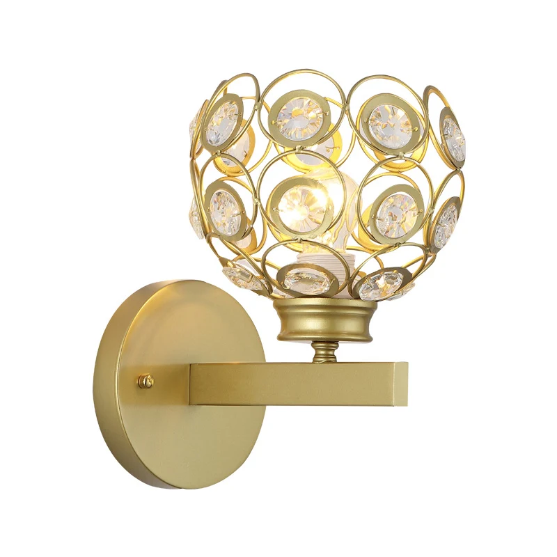 Applique murale en forme de dôme en cristal transparent, Style moderniste, 1 ampoule, finition noir/laiton, luminaire mura...