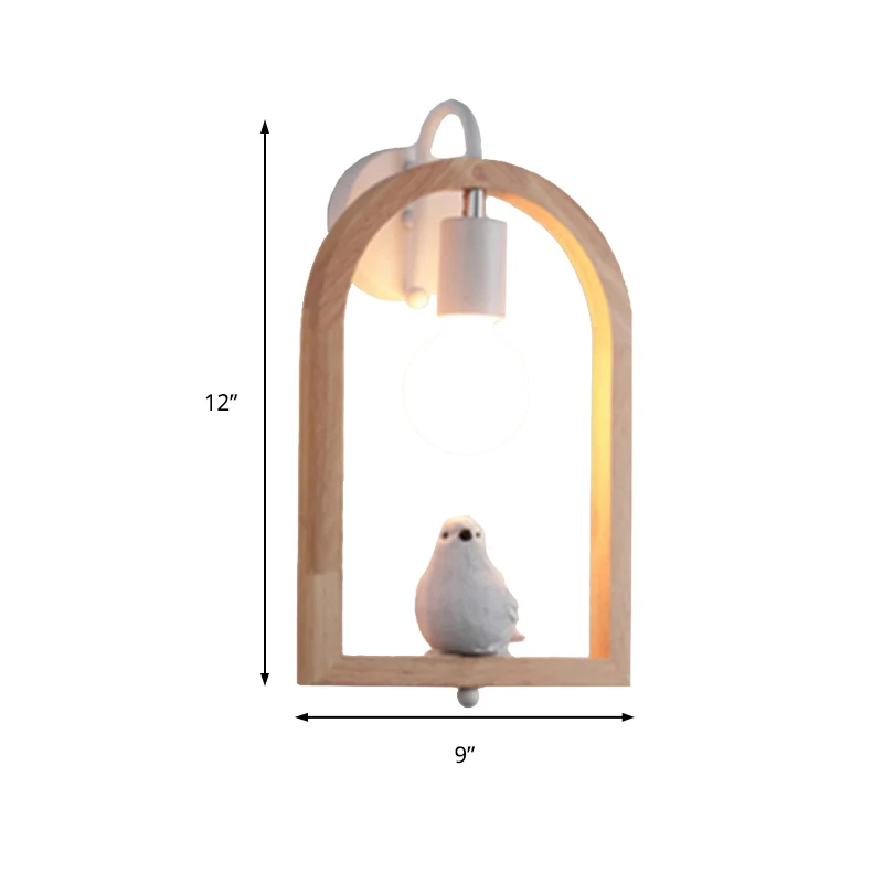 Applique murale en forme d'étagère arquée en bois avec jolie déco boutique, applique moderne à 1 lumière en beige Clearhalo