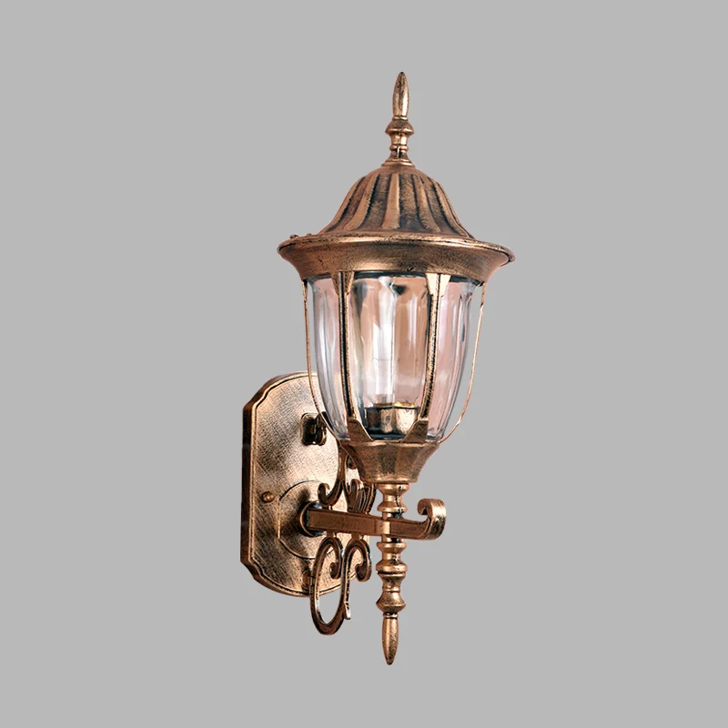 Applique murale en forme d'urne en laiton, lampe Lodges, verre prismatique transparent, 1 lumière, luminaire d'extérieur C...
