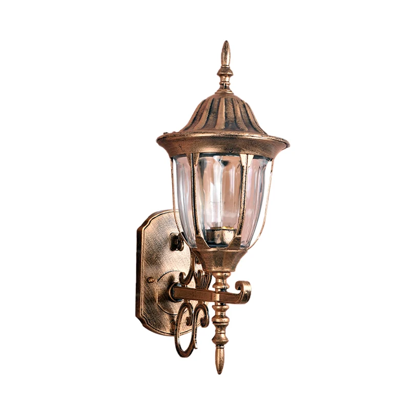 Applique murale en forme d'urne en laiton, lampe Lodges, verre prismatique transparent, 1 lumière, luminaire d'extérieur C...