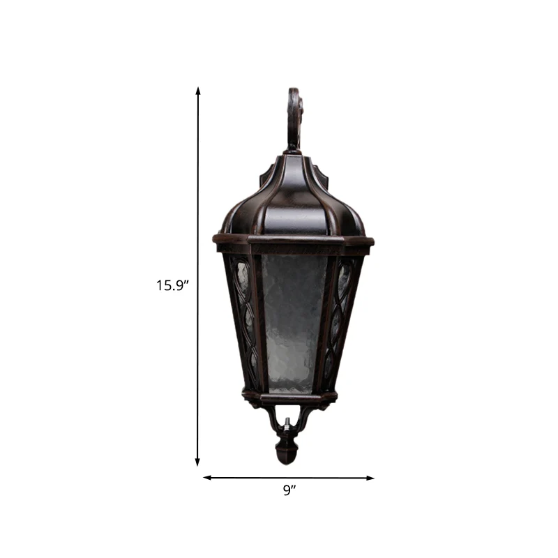 Applique murale en forme d'urne à 1 tête, lampe murale en verre d'eau finition noire de pays pour cour Clearhalo