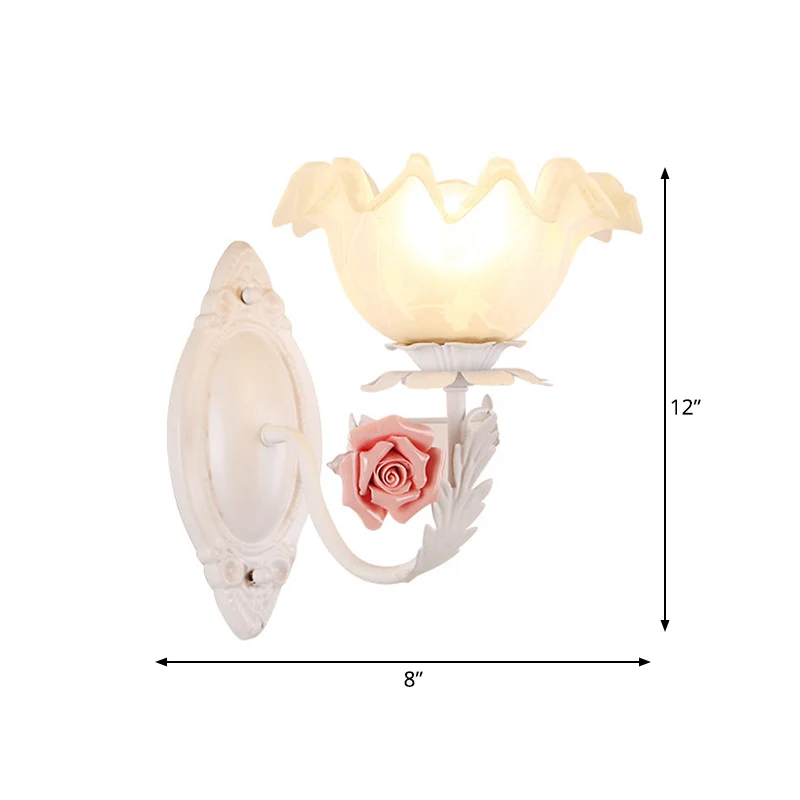 Applique murale en forme de fleur en verre opale, luminaire de jardin américain, 1 ampoule, pour salon, marron clair/blanc...
