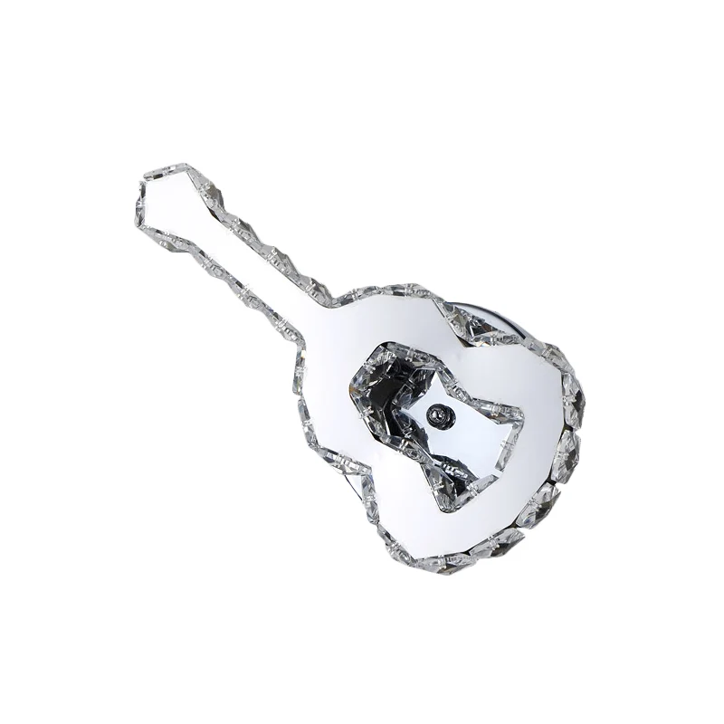 Applique murale en forme de guitare avec cristal, applique moderne en acier inoxydable chromé pour café Clearhalo