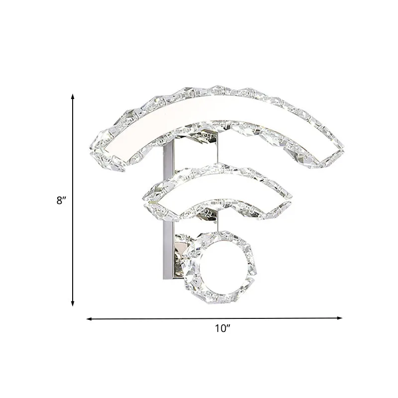 Applique murale en forme de WIFI, éclairage nordique en cristal LED Nickel, lumière chaude/blanche pour chevet Clearhalo