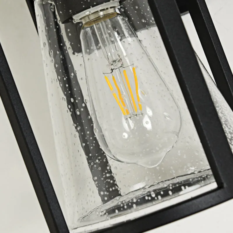 Applique murale industrielle en verre à graines noires, 1 lumière, conique, avec cage en métal Clearhalo