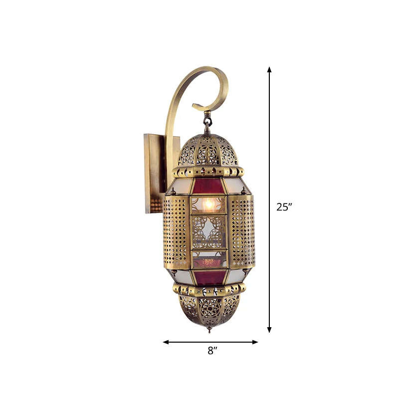 Applique murale en laiton à 1 ampoule en métal traditionnel avec bras incurvé pour chambre à coucher Clearhalo