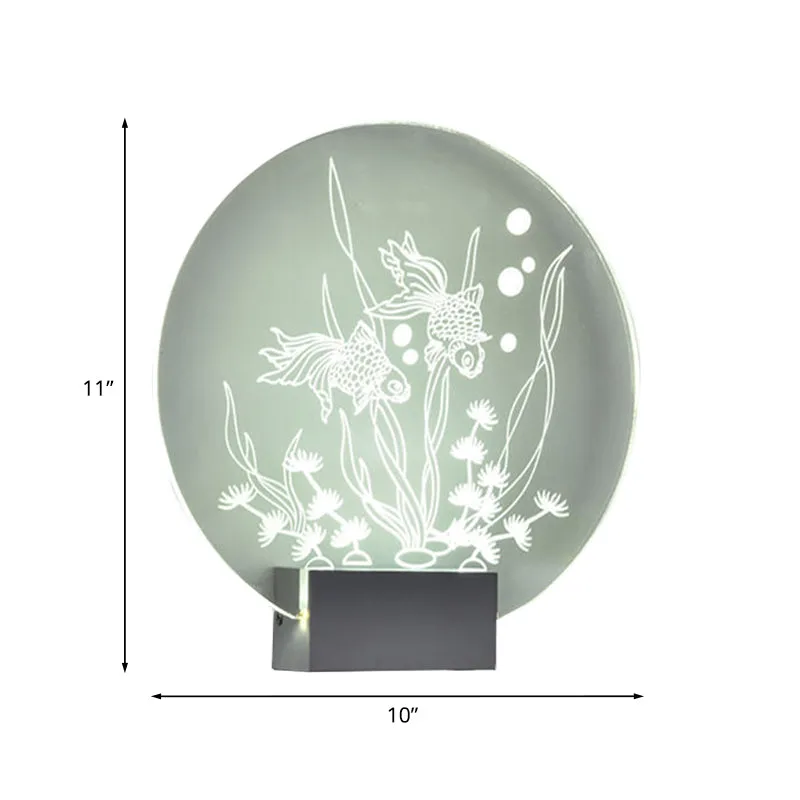 Applique murale LED en acrylique avec poisson et corail arrondis, luminaire décoratif de Style asiatique, pour chambre à c...