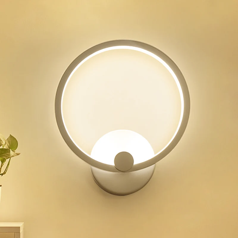 Applique murale LED en acrylique à boucle simple, 8/12 pouces de diamètre, luminaire mural pour chambre à coucher, blanc c...