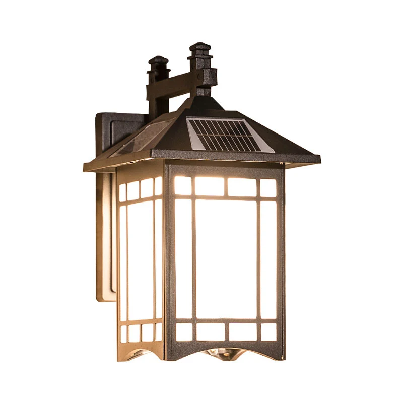 Applique murale LED en aluminium en forme de maison, appareil d'éclairage mural solaire extérieur classique Clearhalo