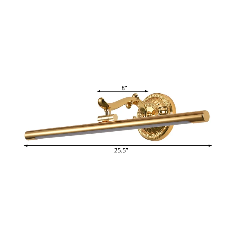 Applique murale LED avec abat-jour en métal allongé, luminaire classique pour salle de bain, bronze/or, 16"/21,5"/25,5" de...