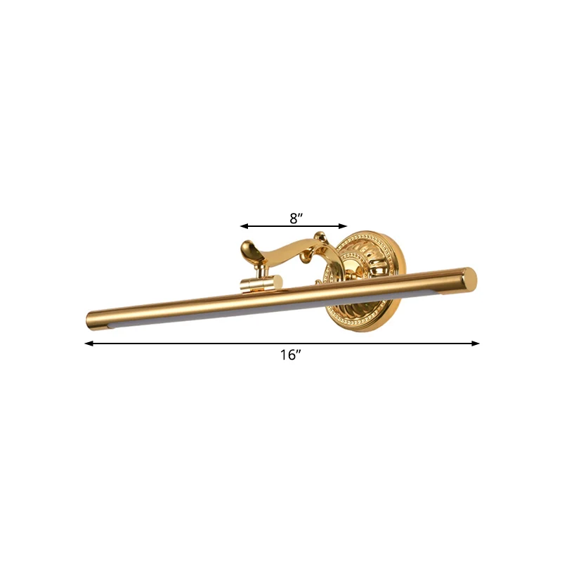 Applique murale LED avec abat-jour en métal allongé, luminaire classique pour salle de bain, bronze/or, 16"/21,5"/25,5" de...
