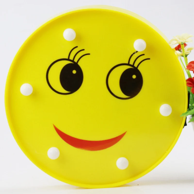 Applique murale LED avec expression drôle d'Emoji, batterie en plastique moderniste, lampe de chevet jaune Clearhalo