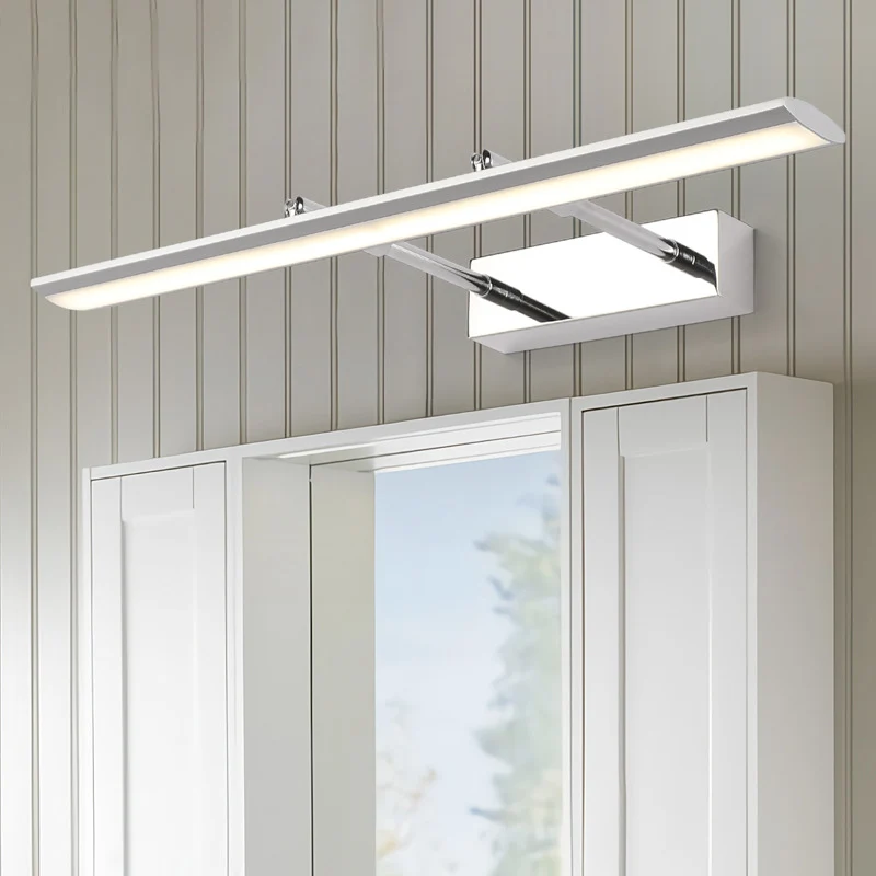 Applique murale LED en forme de barre moderne pour salle de bain en acier inoxydable avec joint réglable Clearhalo