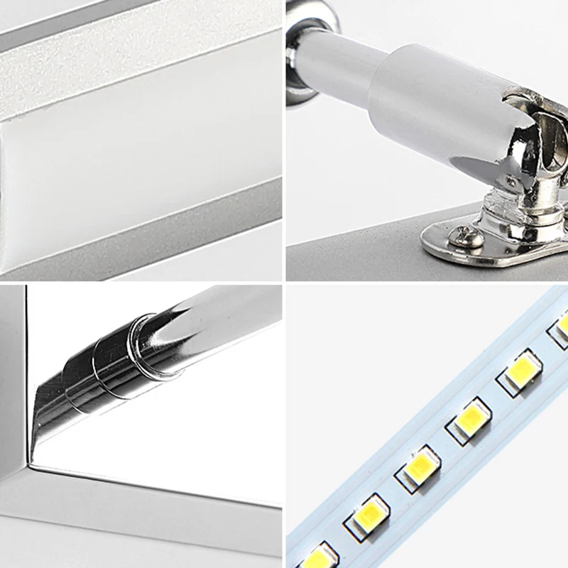 Applique murale LED en forme de barre moderne pour salle de bain en acier inoxydable avec joint réglable Clearhalo