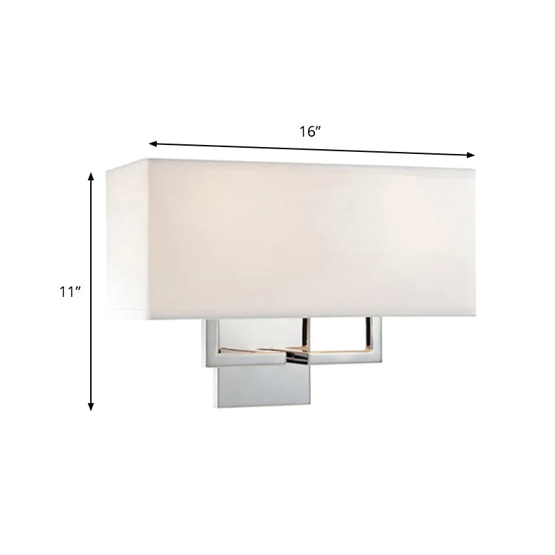 Applique murale LED moderniste avec abat-jour en tissu, luminaire mural rectangulaire chromé Clearhalo