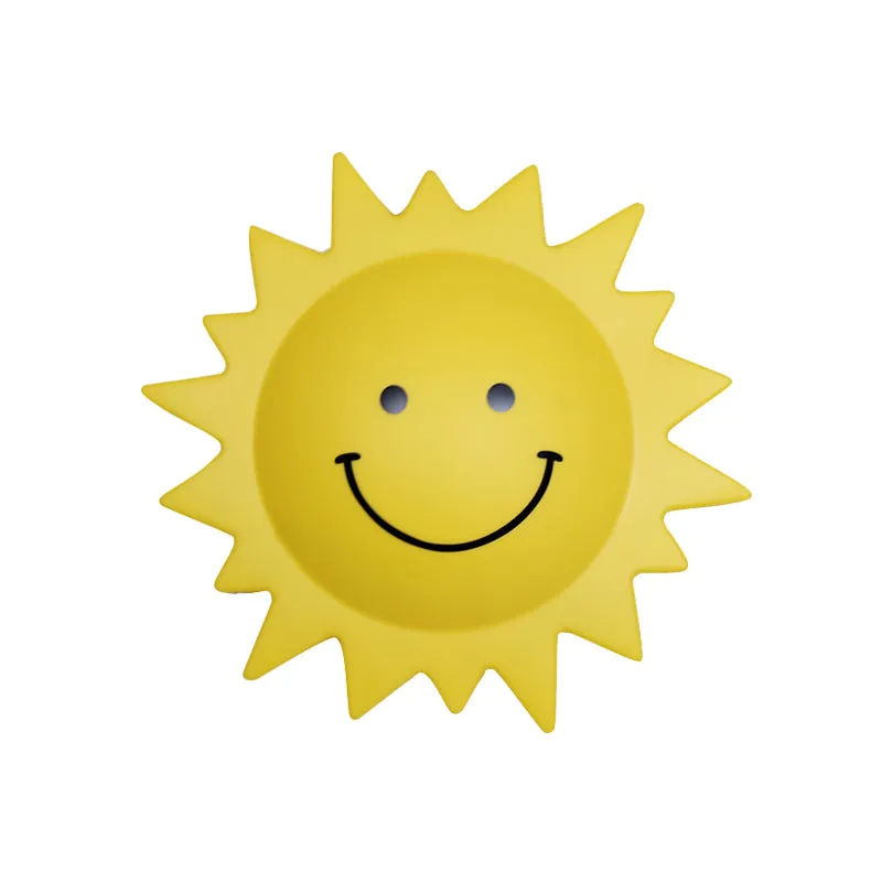 Applique murale LED en plastique en forme de soleil, éclairage de dessin animé, jaune, pour chambre d'enfant Clearhalo