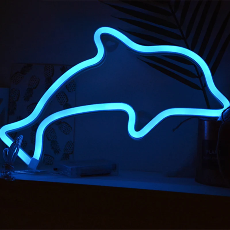 Applique murale LED en plastique pour chambre de garçon, dauphin, éclairage créatif pour table de chevet, alimenté par bat...