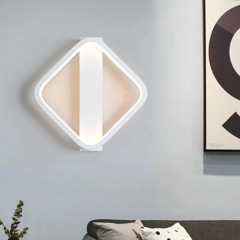 Applique murale LED de style simple avec abat-jour en acrylique, lumière murale blanche ronde/carrée en lumière chaude/bla...