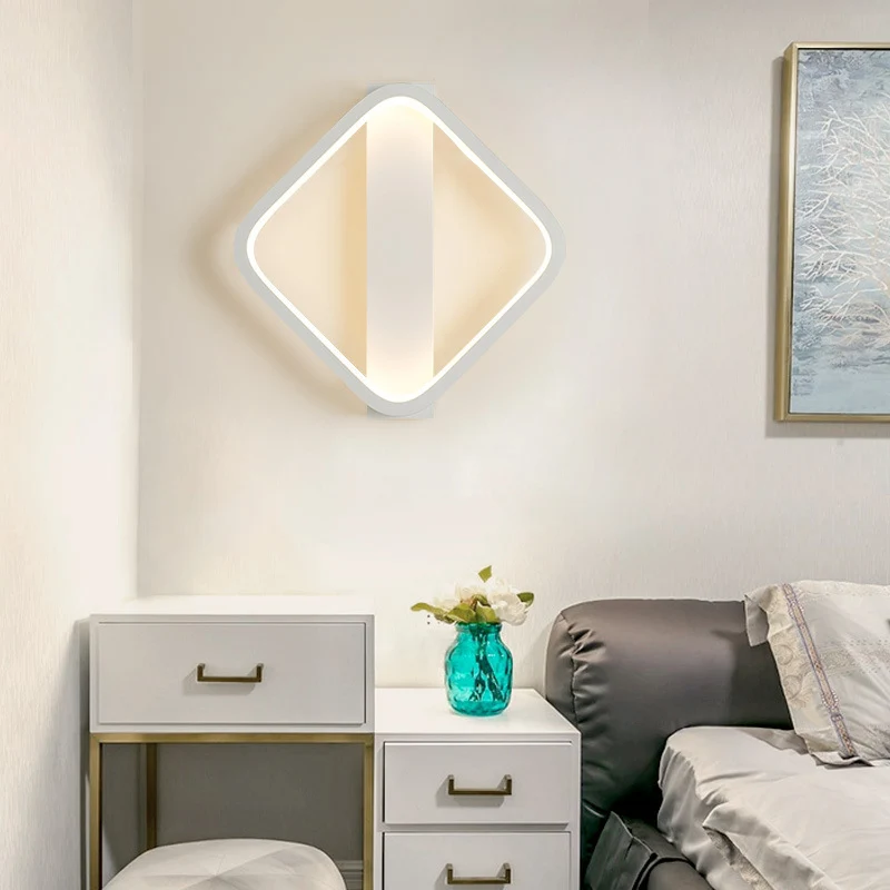 Applique murale LED de style simple avec abat-jour en acrylique, lumière murale blanche ronde/carrée en lumière chaude/bla...
