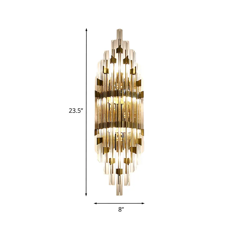 Applique murale à 3 lumières, bouclier postmoderne, tige en cristal, luminaire mural en or pour le salon Clearhalo