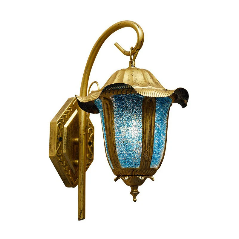 Applique murale marocaine en forme de cloche, lampe murale métallique à ampoule unique, bleu lac Clearhalo